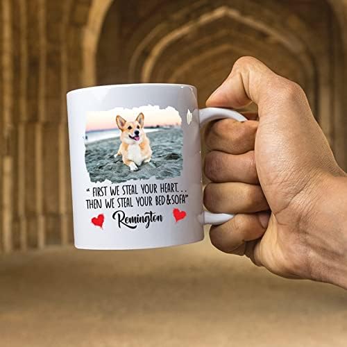 First We Steal Your Heart Керамични чаши - Индивидуални керамични чаши за любители на кучета - Чаша за собственика на домашния любимец - Персонализиран подарък Собственик на к?
