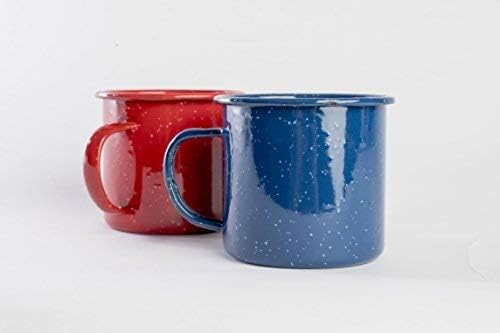 Эмалированная чаша - Чаши за нощуване на открито - идеален За приготвяне на ранно сутрешно кафе или студена напитка - Кафе, чаша е 16 унции (червен)