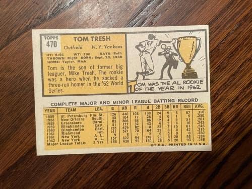 1963 Бейзболна картичка Topps 470 Том Треша Ню Йорк Янкис Nm / mt - Бейзболни картички с надписи