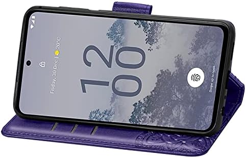 LEMAXELERS е Съвместим с калъф Nokia X30 5G Премиум-клас Изкуствена кожа с Релефни, Панти Магнитен Калъф-портфейл