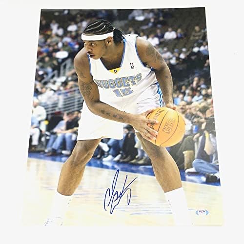 Кармело Антъни подписа снимка 16x20 PSA/ ДНК Ню Йорк Никс Пионерите Нъгетс - Снимки на НБА с автограф