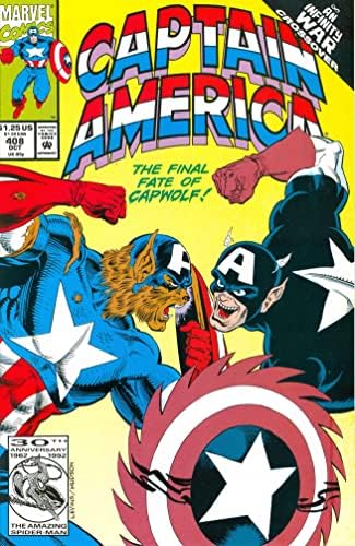 Капитан Америка (1-ва серия) 408 VF / NM; Комиксите на Marvel | Война безкрайност Capwolf