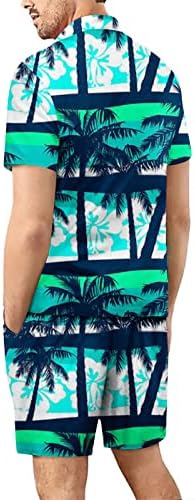 RbCulf Мъжки Хавайска Риза с къси Панталони Комплект от 2 теми, Летен Празничен Плажен Всекидневен Костюм С