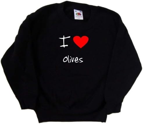 Черна детска Hoody I Love Heart Olives