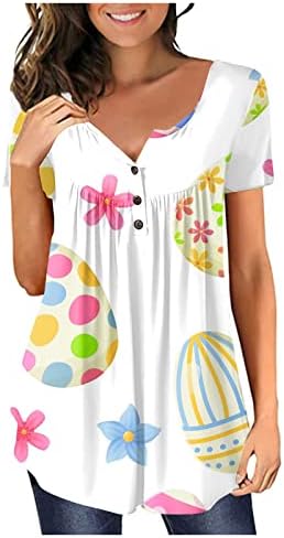Akollsppnsy Пролетни Блузи за жени 2023, Тениска с къс ръкав и Пуговичным Яка, Свободни Работни Блузи с Къс