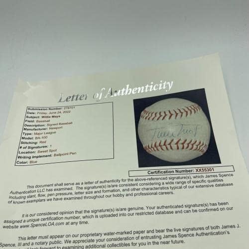 Уили Мейс подписа Ретро Играта топката на Висшата лига на 1970-те години JSA COA - Бейзболни топки с автографи