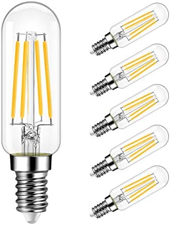 LVWIT Led лампи с регулируема яркост T6 4,5 W (еквивалент на 40 Вата) и Свещници Led Лампи E12 База T25 Крушка на Едисон 450 Lm, 2700 К Топъл Бял, 6 Бр. В опаковката