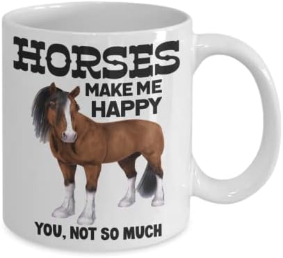 Чаша с Коне | Подарък с Удоволствие, коне | Чаша Кон ме правят щастлив | Кафеена чаша Horse 11oz |