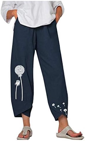 MIASHUI Дамски Ежедневни Панталони с Джобове Свободно Намаляване на Дамски Ластични Ежедневни Панталони на Участъка