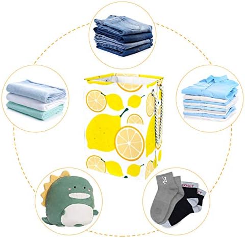 Кошница за дрехи MAPOLO с Жълто-Лимонов модел, Сгъваема Кошница за съхранение на бельо с Дръжки, Подвижни Скоби, Добре Задържа Влагата, за организиране на дрехи и играч