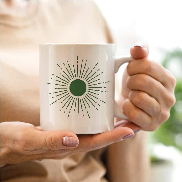 Чаши за кафе QASHWEY с абстрактни Дизайн в стил Бохо, Зелено Слънце, Слънчев Лъч, Чаша, Подаръци за Любителите