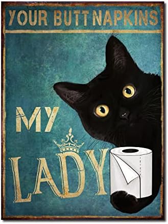 Забавно Стенно изкуство на Платното за Баня: Декор за тоалетна с образа на Черна Котка, Си Кърпички, Плакат
