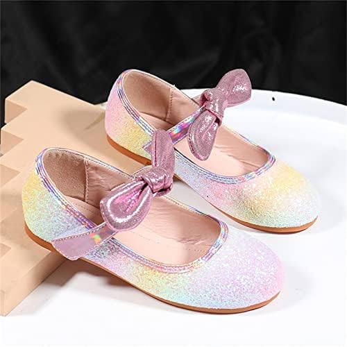 Qvkarw/ Детски обувки; Модни обувки на Принцесата на равна подметка с лък и Перли; Детска Мека Подметка; Малки Кожени Желейные обувки за малки момичета (розово, 13 и малк?