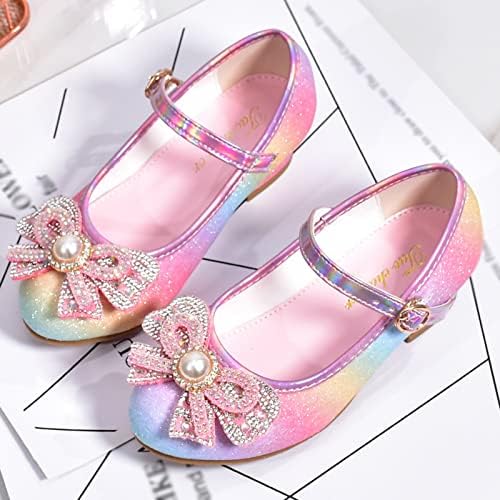 Qvkarw/Детски обувки, Блестящи Сандали с диаманти, Обувки на Принцесата на висок ток с лък, Демонстрационни обувки на Принцесата, Желейные сандали за момичета (Розово,