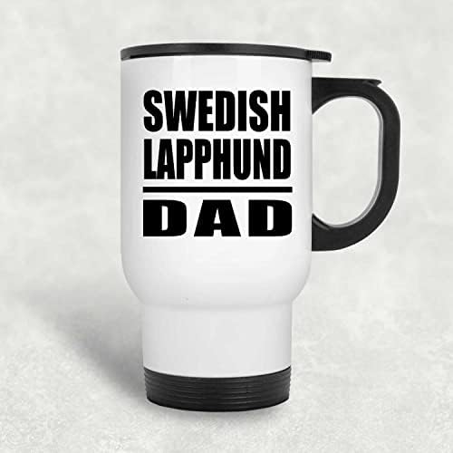 Designsify Шведски Татко-Лапландец, Бяла Пътна Чаша 14 грама, на Изолиран Чаша от Неръждаема Стомана, Подаръци