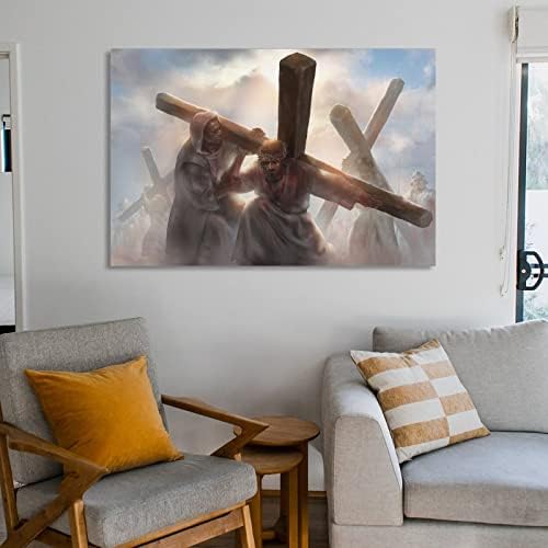 Исус носи Кръста Си Християнско Изкуство Премия Плакати Кристиан плакат Религиозно Изкуство Великден Пропускане