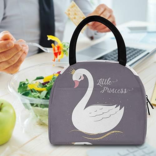 Случайна чанта за обяд Жена - Сладък Лебед, Голяма Запечатани Чанта-Тоут за Обяд с плечевыми ремъци за работа,