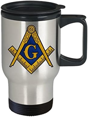 Масонская пътна чаша - Квадрат с символ на масона и компас - Подарък, за да проверите за масонството, идеални