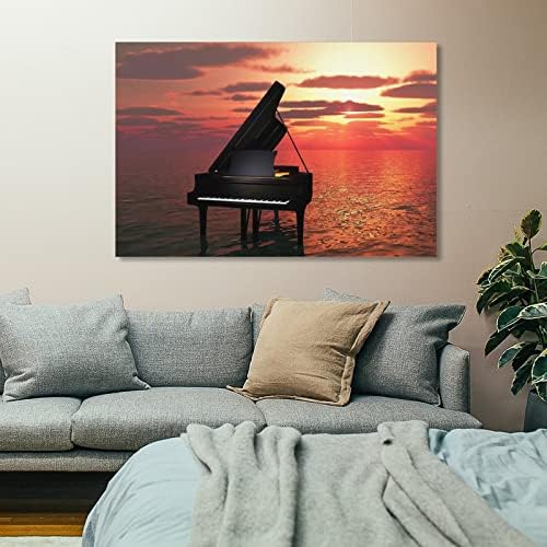 Артистични Щампи Пиано на фона на морето Естетически Картини за Декора на стените Спални Платно Стенни Артистични