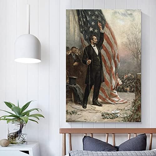 Художествен Плакат Реч на президента Ейбрахам Линкълн Ретро Живопис с маслени Бои Хол, Кабинет Офис Стенен Декор