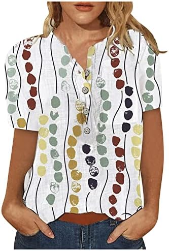 Дамски Памучен Риза с Кръгло Деколте и Плодов Графичен Модел на Копчета за Късна Закуска за Момичета Лято Есен
