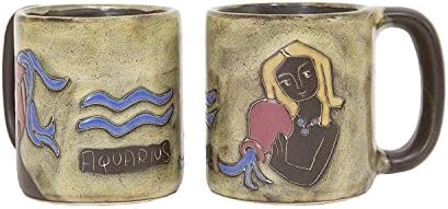 Една (1) КОЛЕКЦИЯ от КЕРАМИКА MARA - чашата за Кафе с обем 16 Унции, са подбрани Чаша - Зодиакален Знак - Водолей, Дизайн Водоноса