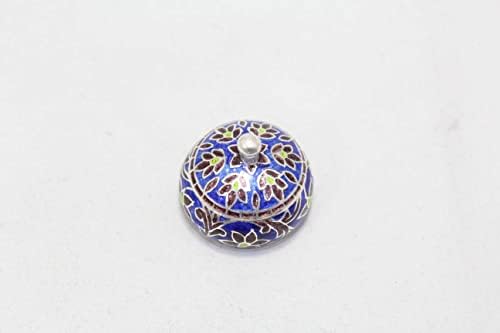 Бижута на Раджастан Эмалированная сребърна финансирани 925 сребро синьо бордовая перегородчатая ръчно гравиране C 583