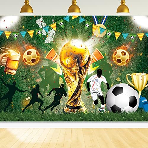 Футболен Фон,7x5FT Футболен Фон на Фона на световното Първенство Футболен Фон Футболно Игрище с Зелена Трева Фон за Снимки на Футболен Банер за Парти на световното Пъ