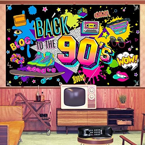 Украса за партита на 90-те години през 80-те Банер на 90-те в стил хип-Хоп Фон с Надуваеми радио Бумбоксом Надуваеми