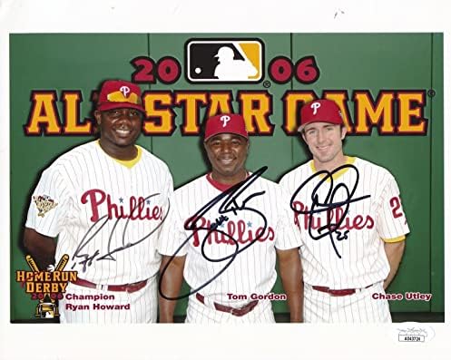 Райън Хауърд / Том Гордън / Чейс Ътли с множество автографи на 8x10 Снимка Филис JSA - Снимки на MLB с автограф