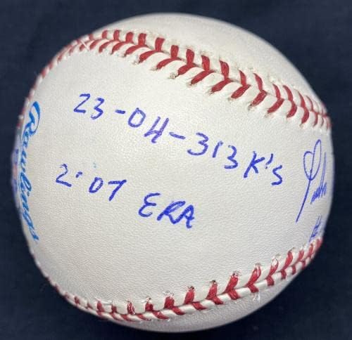 Педро Мартинес 45 Тройната Корона на 1999 Статистика Бейзбол PSA / Свидетел на ДНК - Бейзболни топки с автографи