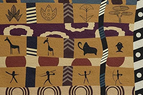Кърпа Ambesonne, Ретро Tribal килимче за Йога, е повтарящ Се мотив в стила на праисторическо изкуство, Ботаника