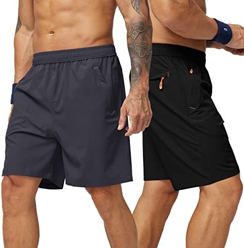 Мъжки бързо съхнещи Шорти за бягане MIER с джоб с цип, Еластични Колана, Спортни къси Панталони за Фитнес, 7
