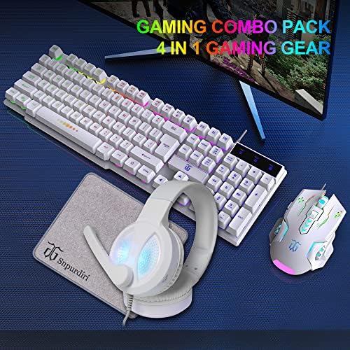 Детска клавиатура и мишка DGG, Детска Слушалки и подложка за мишка, комплект с RGB подсветка за PC, Подаръчен