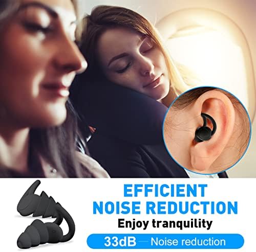 Тапи за уши за сън с Шумопотискане, за Многократна употреба Меки Силиконови тапи за уши за намаляване на Шума,