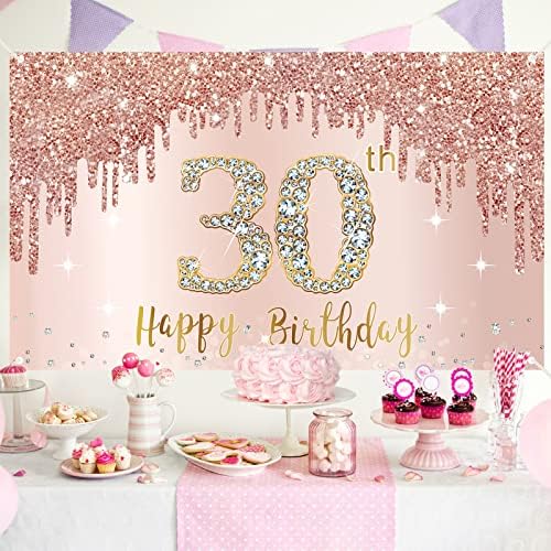 С 30-Годишнината Банер Фон Бижута за Жени, Розово Злато, Знак за Парти в чест на Тридцатилетия, Розов Фон За