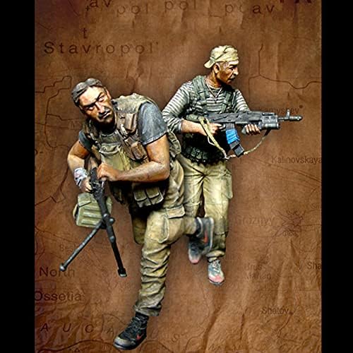 Расколотая модел войник Чеченска война 1/35 от смола (2) в разглобено формата и неокрашенный Миниатюрен набиране