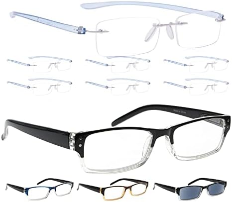 LUR 7 опаковки очила за четене без рамки + 4 опаковки класически очила за четене (общо 11 двойки ридеров + 2,25)