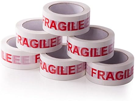 Тиксо Agutape AGU Warning BOPP Fragile 1,9 инча x 270 Метра (90 ярда) Опаковка от 6 ролки