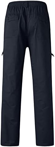 Мъжки Свободни Памучни Панталони с Еластичен Колан и Джоб Голям Размер Дантела, Панталони като Цяло, Мъжки Работни Панталони, Дизайн