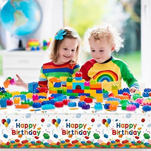 3 Бр. Строителни Блокове, Покривки, Пластмасови Кубчета честит Рожден Ден, Настолна капак, за Еднократна употреба