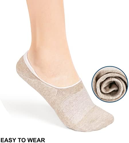 Hiltzo 3/6 Двойки Женските чорапи No Show с 8 нескользящими силиконови ленти, малките чорапи с дълбоко деколте