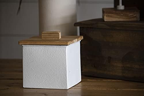 Декоративна Кутия За съхранение на Foreside Home & Garden С Бял Емайл, Метален Капак, С капачка