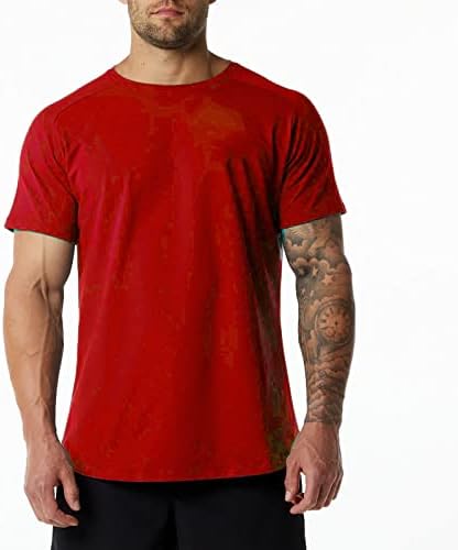 Bmisegm Летни Плажни Ризи за Мъже, Пролетно-Лятна Нова Ежедневни Однотонная Мъжка Тениска с кръгло деколте и