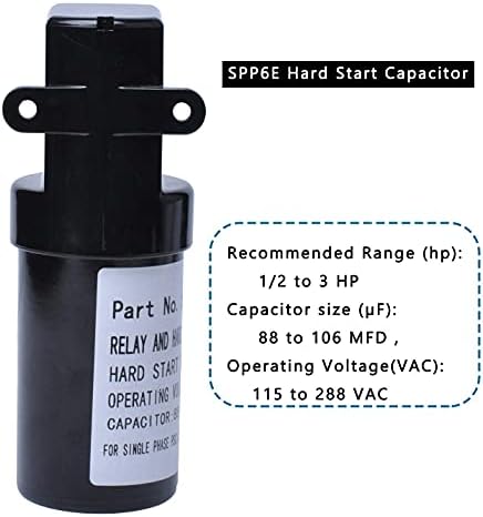 Кондензатор твърд стартиране SPP6E, комплект за твърд за стартиране в стил на електронното реле капацитет от
