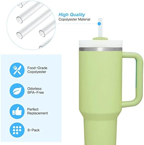 8 Опаковки Сменяеми соломинок, съвместими с чаша за чаши Stanley обем 40/30 грама, Многократна употреба пластмасови