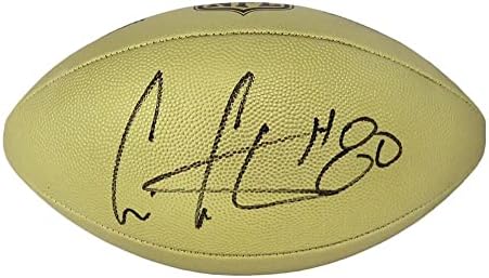 Крис Картър Подписани футболни Топки Wilson Duke Gold Металик NFL В Реален Размер - Футболни Топки С Автографи
