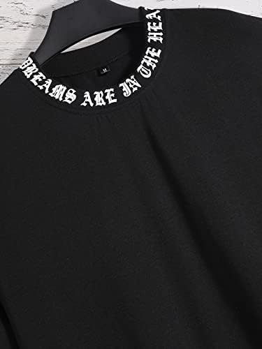 Angxiwan/ Мъжки блузи, Мъжки блузи, Ежедневни Модерен мъжки тениски с графичен слоган, върхове с имитация на