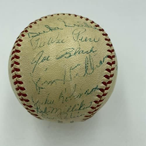 Прекрасен Джаки Робинсън 1953 г. Бруклин Доджърс Подписа договор с бейзболен отбор JSA COA - Бейзболни топки