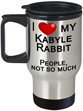Пътна чаша Kabyle Rabbit, Подарък за Фен на Зайци - обичам Зайци, а не на хората
